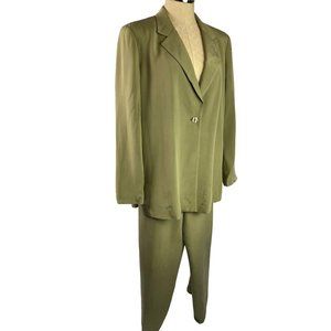 Large Moda Seta by Sandra‎ King Women's Sage Green Pant Suit 2 Piece